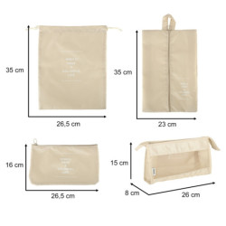 Organizéry do kufru cestovní sada 8 kusů příslušenství, béžová