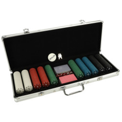 Pokerová sada v kufříku 500 žetonů 2 balíčky karet