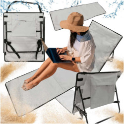 Lehátko na pláž s opěradlem skládací 150x47x48cm šedé