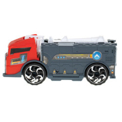 Transportér TIR 2v1 parkovací garáž hasiči + 3 auta červená