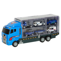 Transporter truck TIR launcher + kovová auta policie