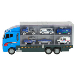 Transporter truck TIR launcher + kovová auta policie