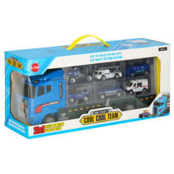 Transporter truck TIR launcher + kovová auta policie