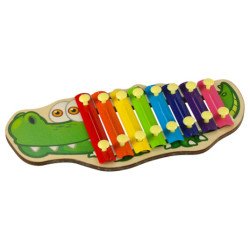Barevný dřevěný cimbál pro děti krokodýl