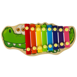 Barevný dřevěný cimbál pro děti krokodýl