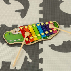 Barevný dřevěný cimbál pro děti krokodýl