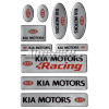 Sada pryskyřičných nálepek KIA různých rozměrů.