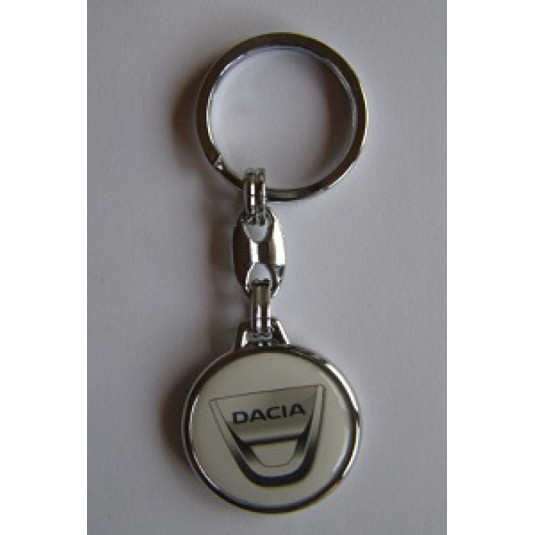Klíčenka pryskyřičná Dacia starší logo bílá kulatá
