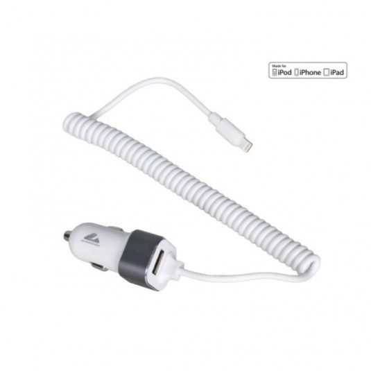 Nabíječka Lightning kabel+USB 12/24V
