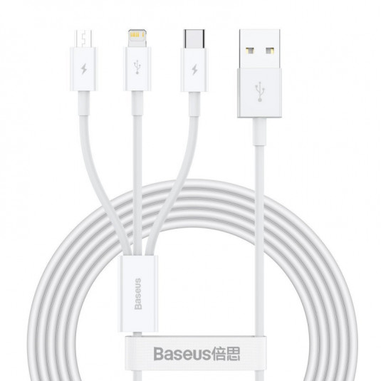 Kabel USB 3v1 BASEUS Superior Series 3,5A, 120 cm bílý