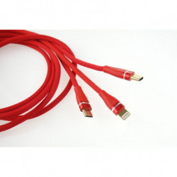 Multi-kabel pro telefon USB C/micro USB 120cm červený FullLINK 3.1A UC-7