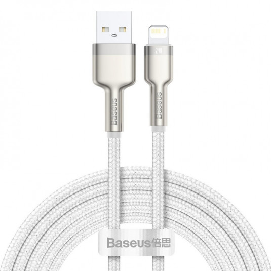 USB kabel Lightning Baseus Cafule, bílý 2,4A 200 cm