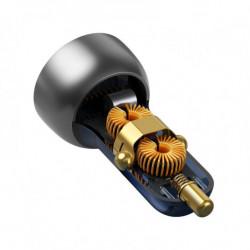 Nabíječka do auta BASEUS s digitálním displejem stříbrná USB+USB-C, QC3.0+PD, 5A, 65 W