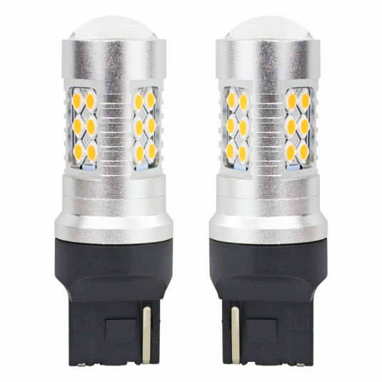LED žárovky CANBUS 3030 24SMD T20 7440 WY21W Oranžová 12V/24V