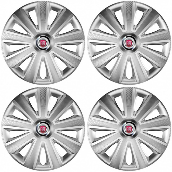 poklice pro Fiat (červené)  15 Aviator carbon silver