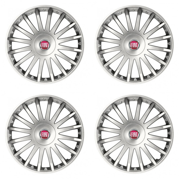 poklice pro Fiat (červené)  16 CRYSTAL silver