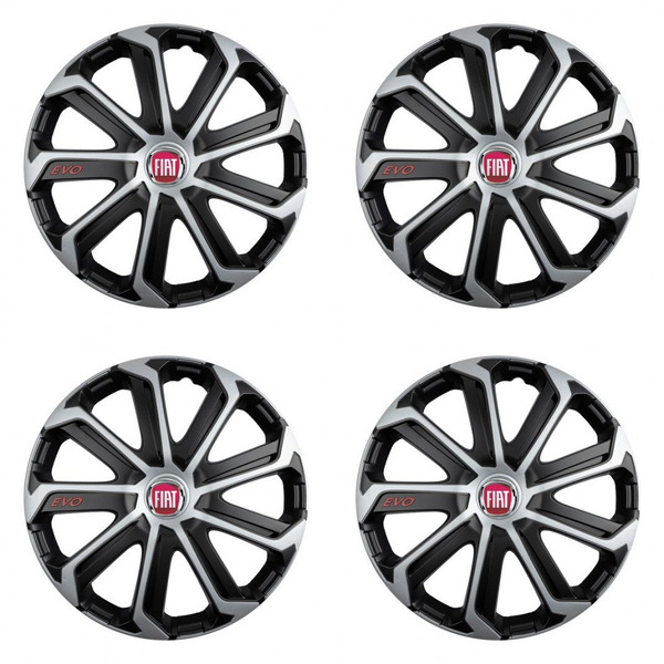 poklice pro Fiat (červené)  14 Evo black&silver
