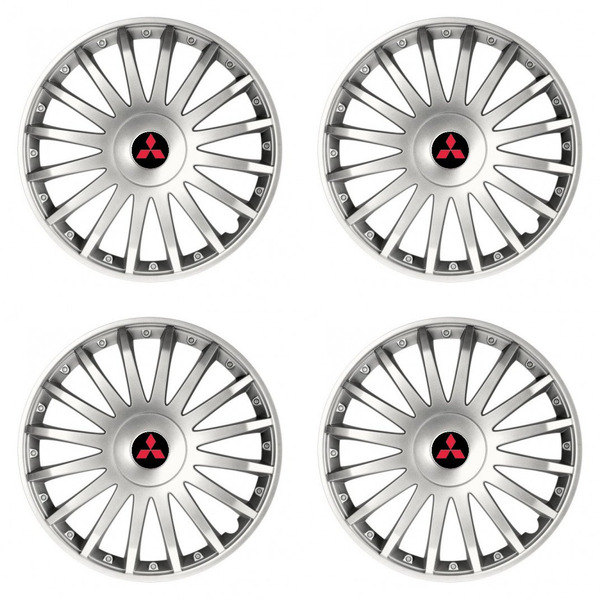 poklice pro Mitsubishi (červené)  15 CRYSTAL silver